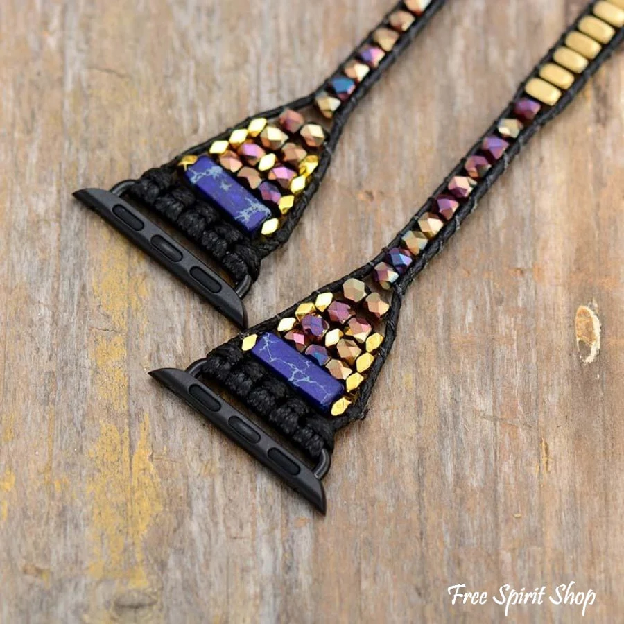 Natural Mix Gemstones Black Apple Watch Band - Image 4