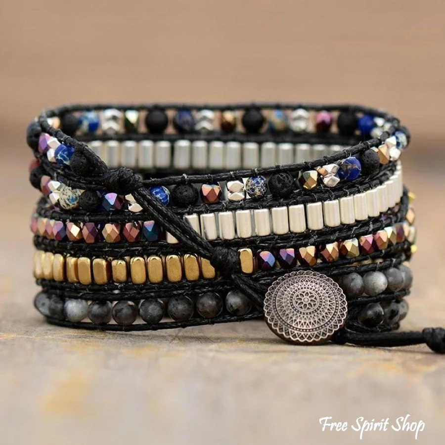 Natural Mix Gemstones Black Apple Watch Band - Image 5