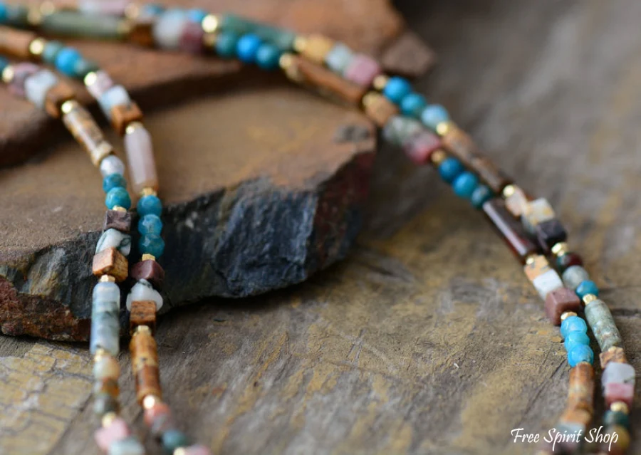 Natural Mixed Gemstone Beaded Choker Necklace - Image 6