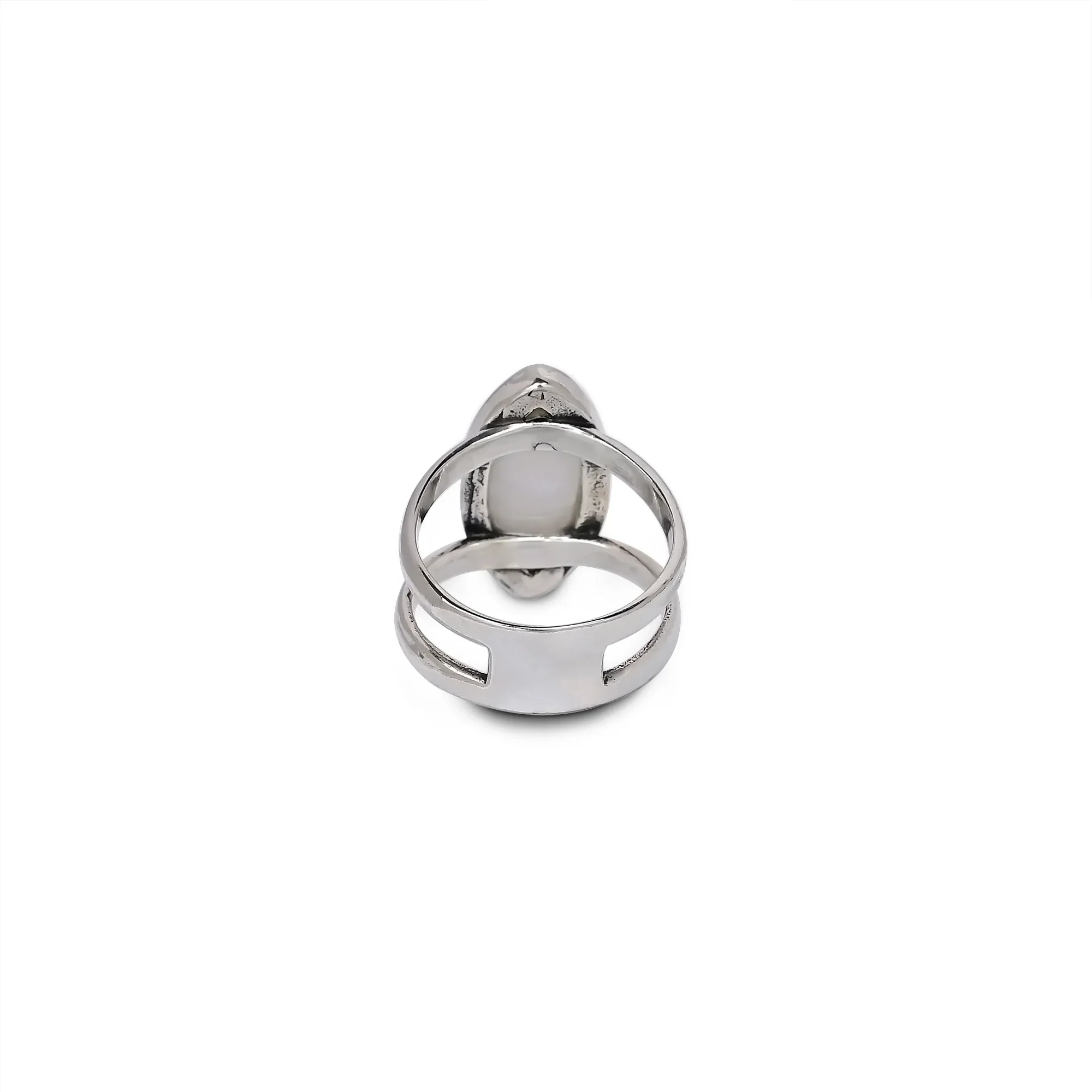 Natural Moonstone Almond Shape Silver Ring - Image 7