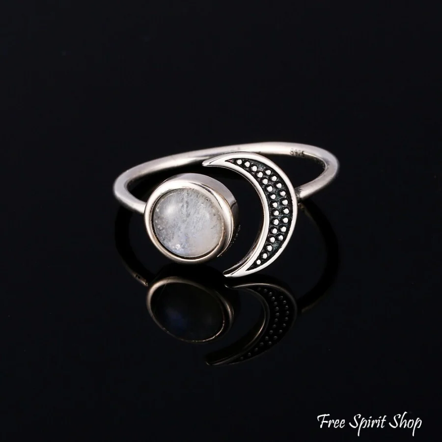 Natural Moonstone Celestial S925 Silver Ring - Image 3