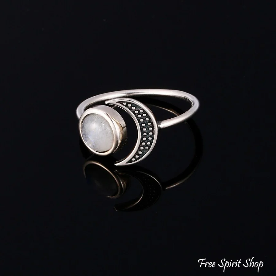 Natural Moonstone Celestial S925 Silver Ring - Image 6