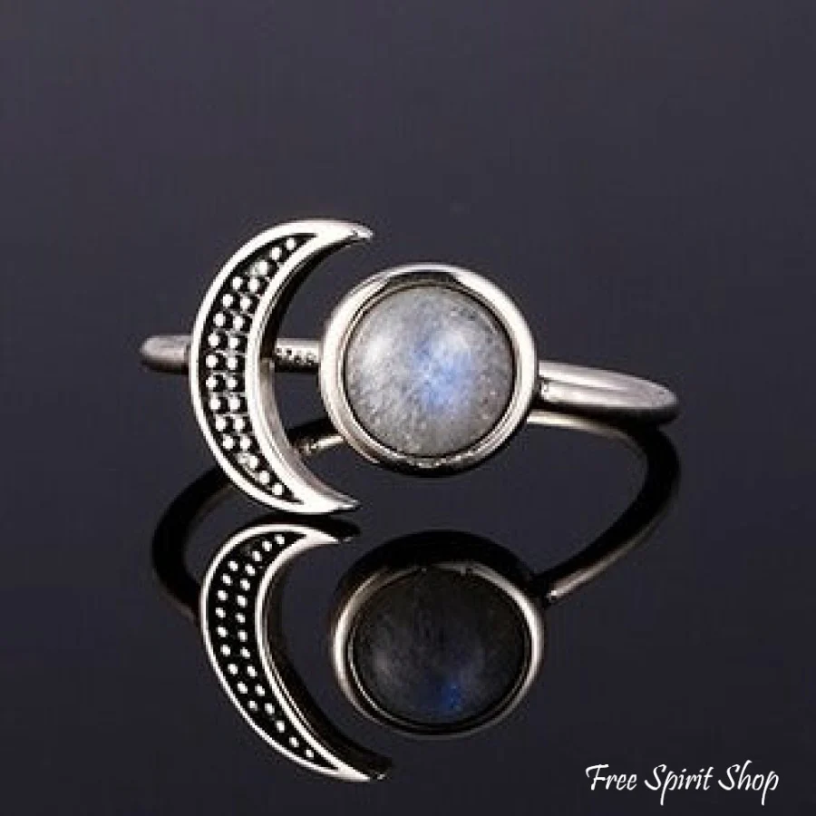 Natural Moonstone Celestial S925 Silver Ring - Image 7