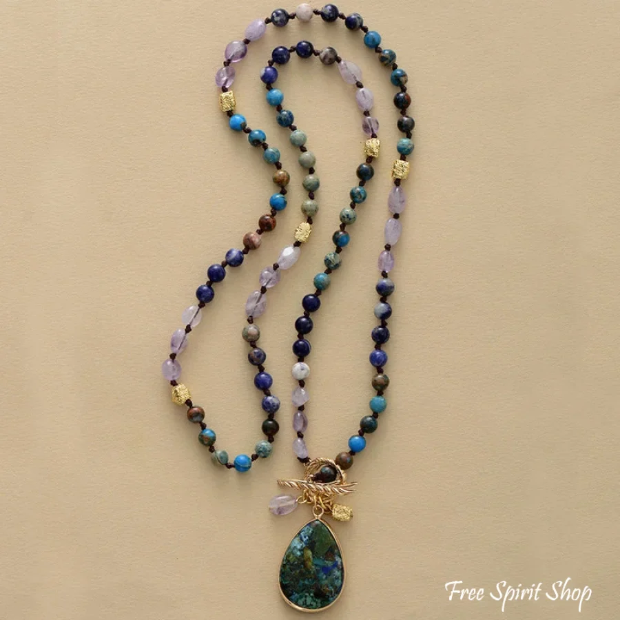 Natural Ocean Jasper & Amethyst Beaded Necklace - Image 4