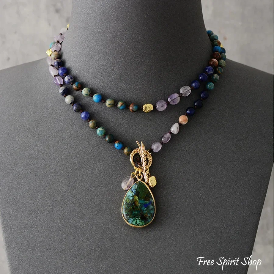 Natural Ocean Jasper & Amethyst Beaded Necklace - Image 5
