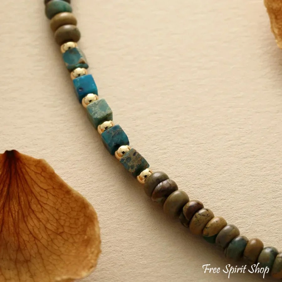 Natural Picture Jasper & Labradorite Minimalist Beaded Choker - Image 5