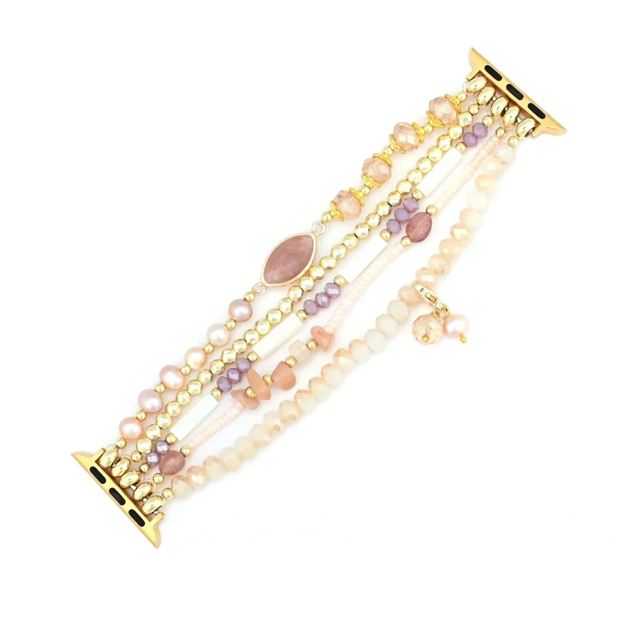 Natural Pink Aventurine & Pearl Apple Watch Bracelet - Image 6