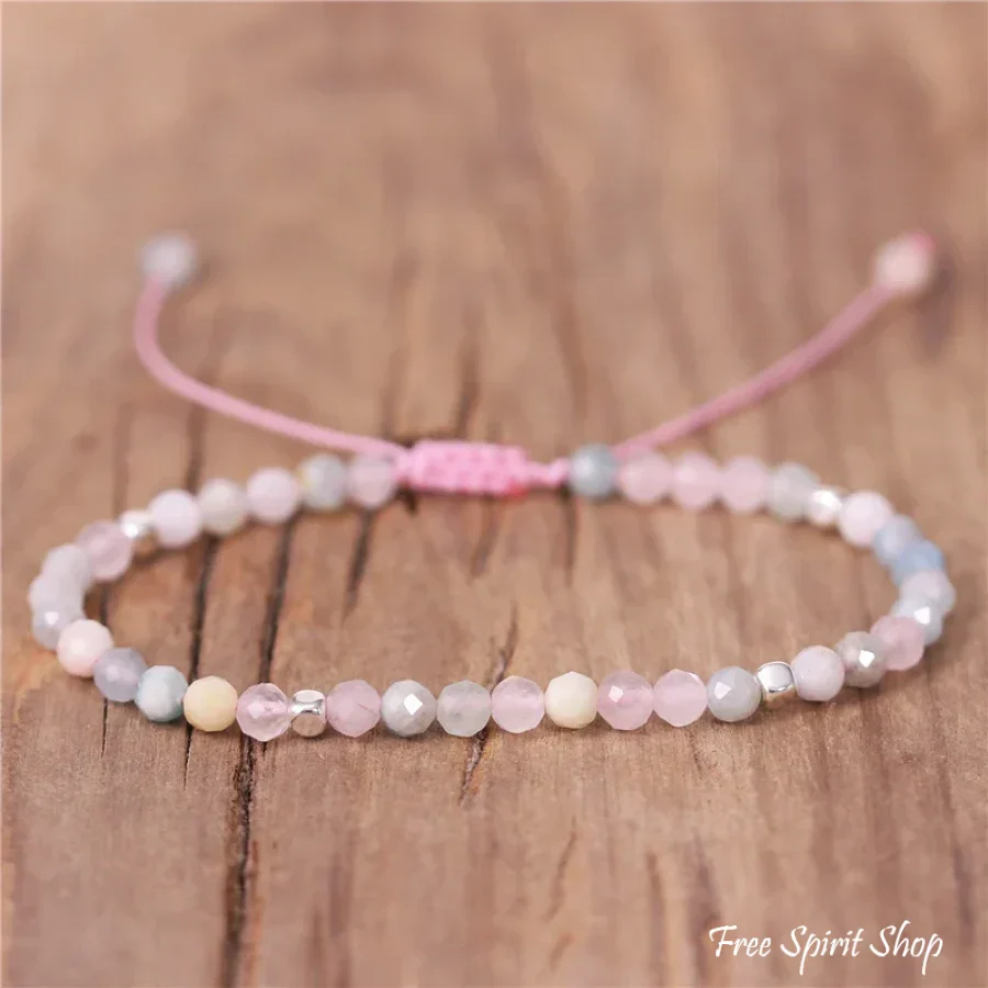 Natural Pink Morganite Minimalist Bead Bracelet