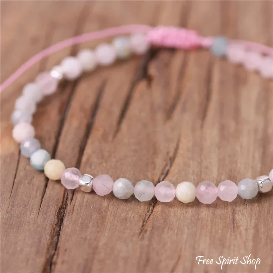 Natural Pink Morganite Minimalist Bead Bracelet - Image 5