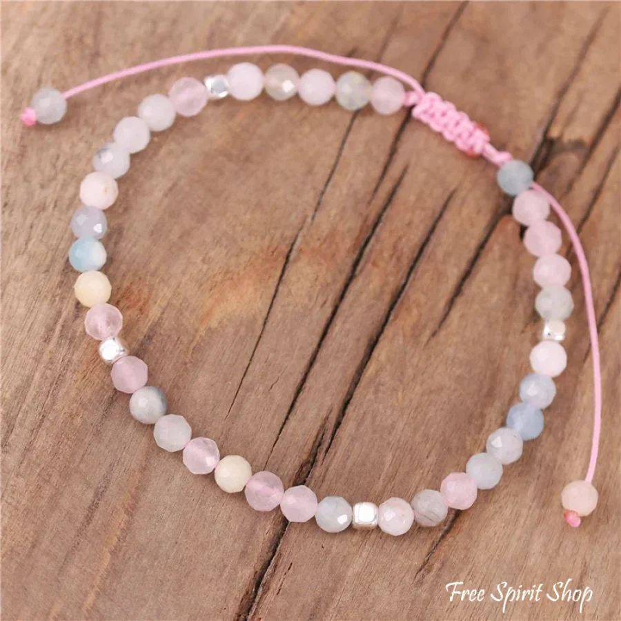 Natural Pink Morganite Minimalist Bead Bracelet - Image 6