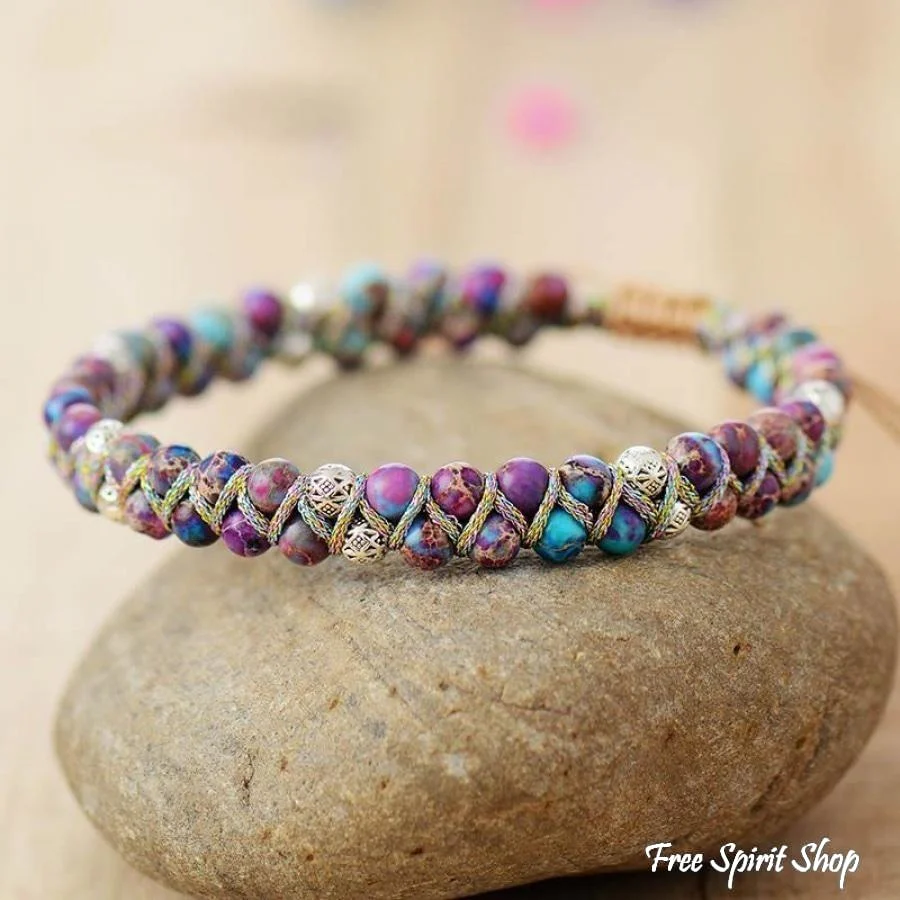 Natural Purple Jasper Friendship Bead Bracelet - Image 2