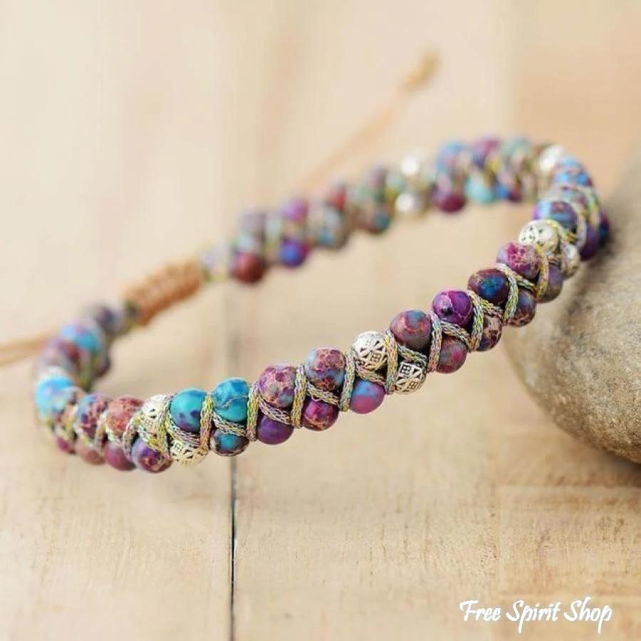 Natural Purple Jasper Friendship Bead Bracelet - Image 3