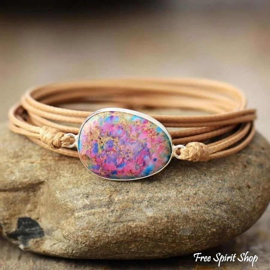 Natural Purple Jasper Rope Wrap Bracelet - Image 3