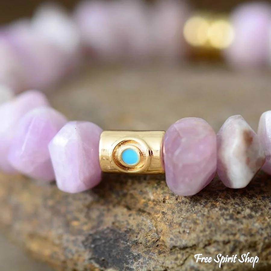 Natural Purple Quartz Hamsa Hand Bead Bracelet - Image 4