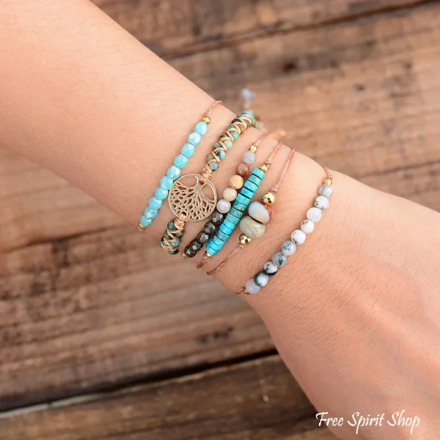 Natural Pyrite Onyx & Turquoise Howlite Friendship Bracelets - Image 3