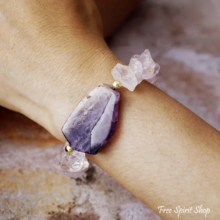 Natural Raw Amethyst Crystal Bracelet - Image 2