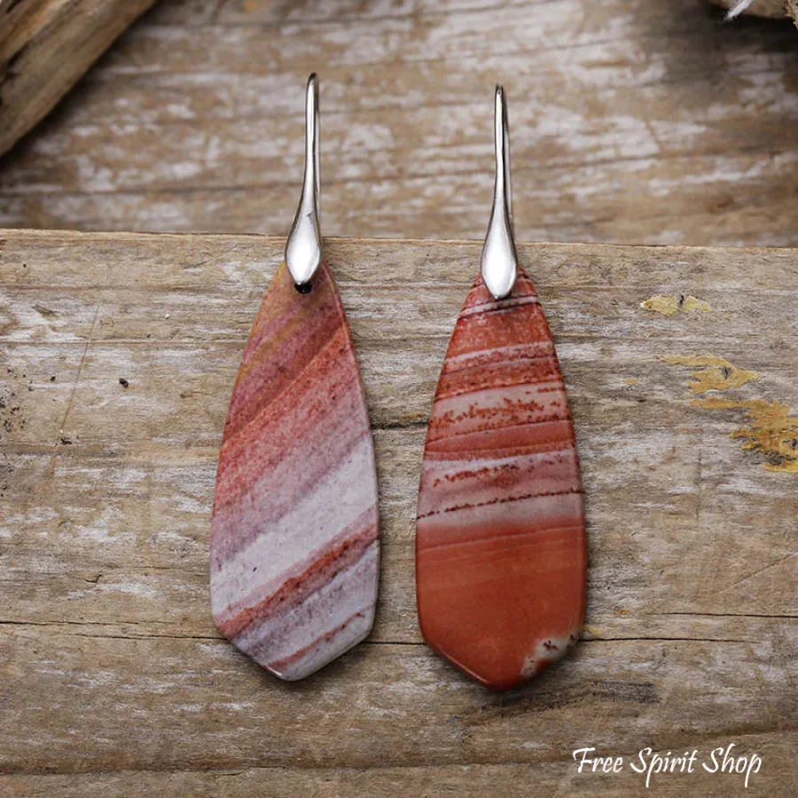 Natural Red Jasper Drop Earrings - Image 3