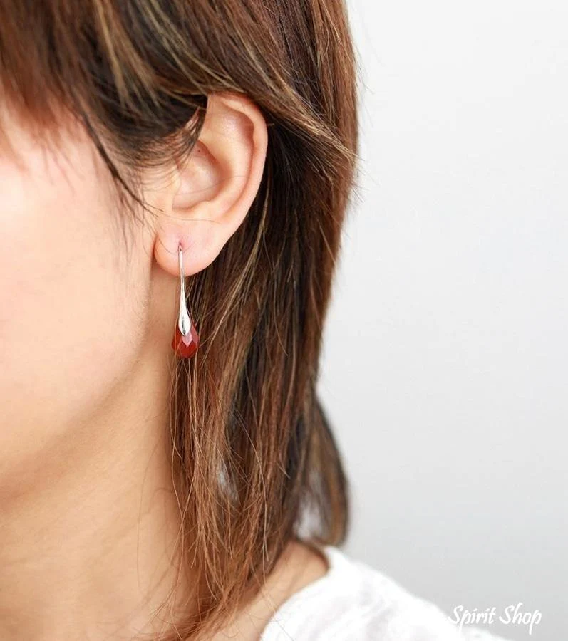 Natural Red Jasper Teardrop Earrings - Image 5