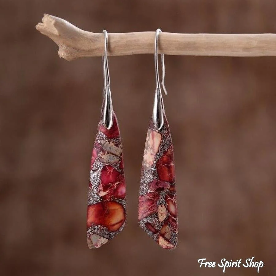 Natural Red Regalite Stone Earrings - Image 5