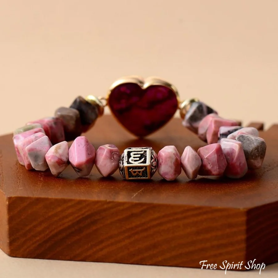 Natural Rhodonite Heart Bead Bracelet - Image 4