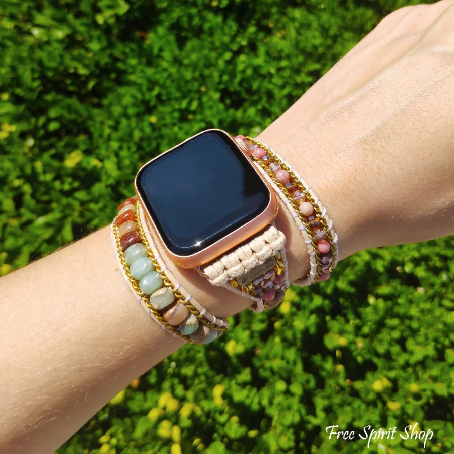 Natural Rhodonite & King Jasper Apple Watch Band - Image 7