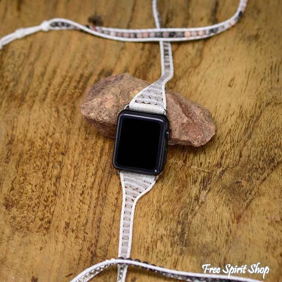 Natural Rhodonite & Labradorite Beaded Apple Watch Band - Image 7