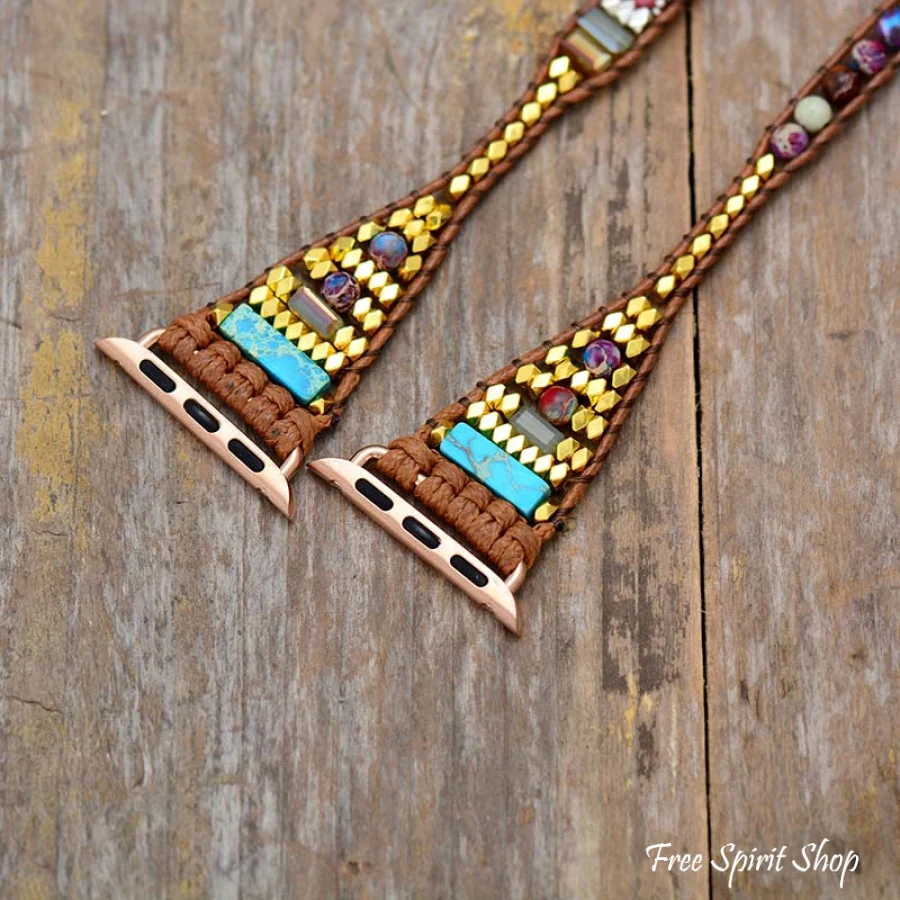 Natural Rhodonite & Mix Stone Apple Watch Band - Image 4