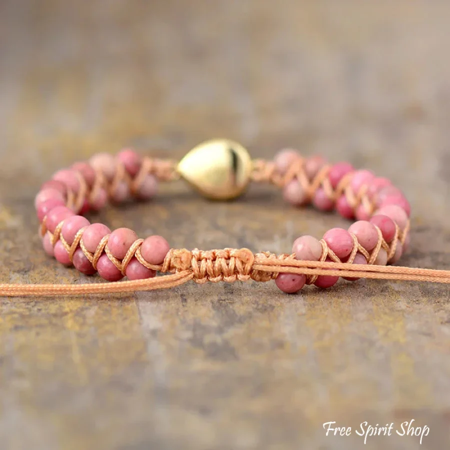 Natural Rhodonite & Opal Bead Bracelet - Image 2