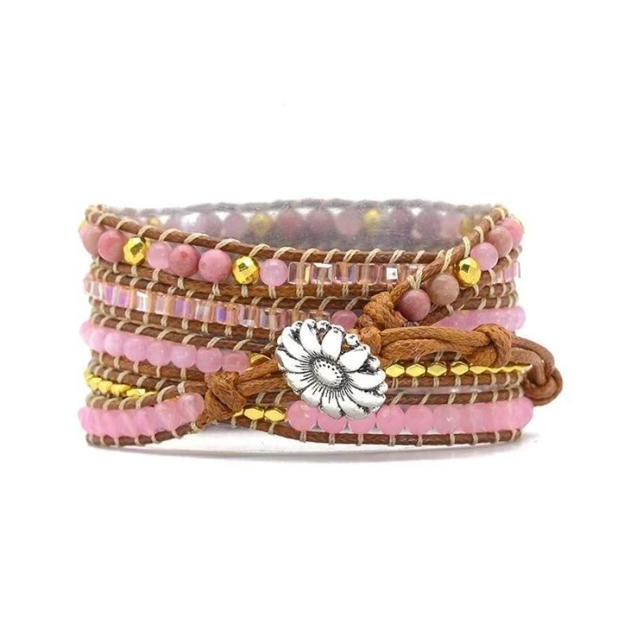 Natural Rhodonite & Rose Quartz Apple Watch Band - Image 3