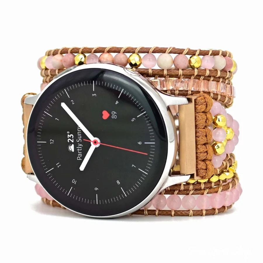 Natural Rhodonite & Rose Quartz Samsung / Garmin Watch Band - Image 3