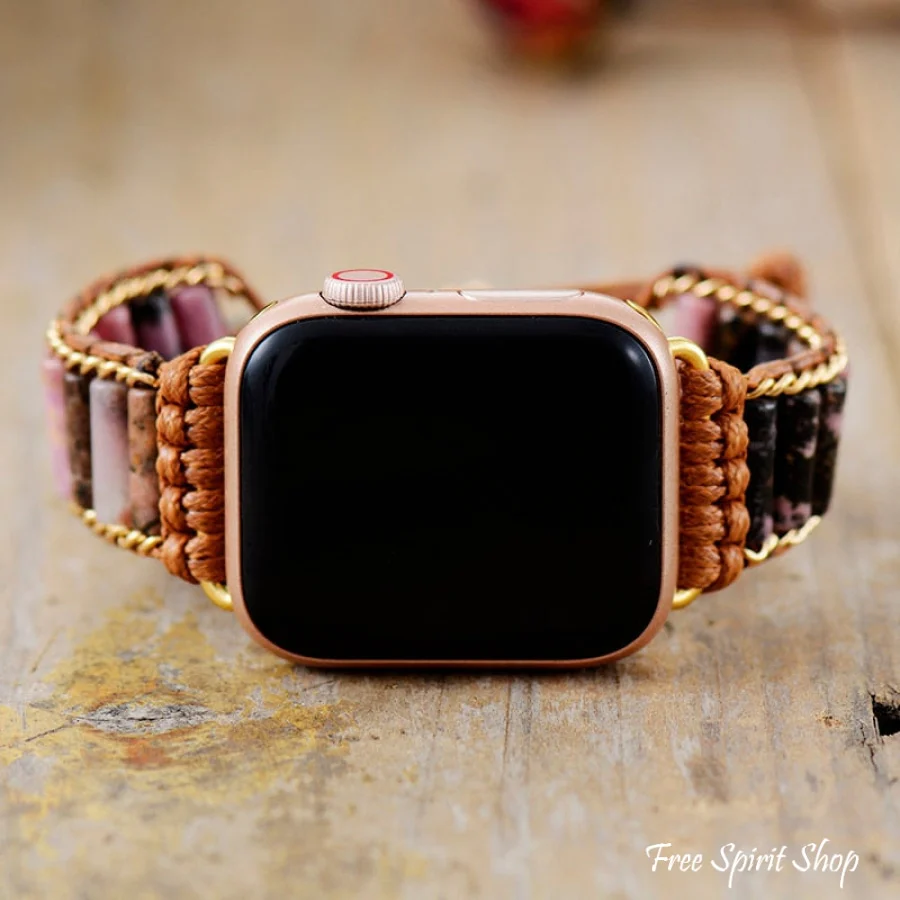 Natural Rhodonite Tube Apple Watch Band - Image 2
