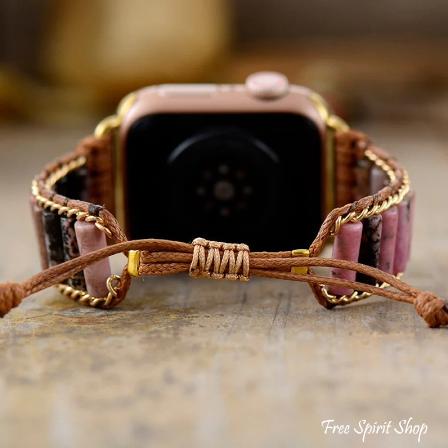 Natural Rhodonite Tube Apple Watch Band - Image 3