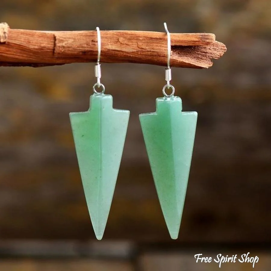 Natural Rose Quartz Arrowhead Earrings - Image 4