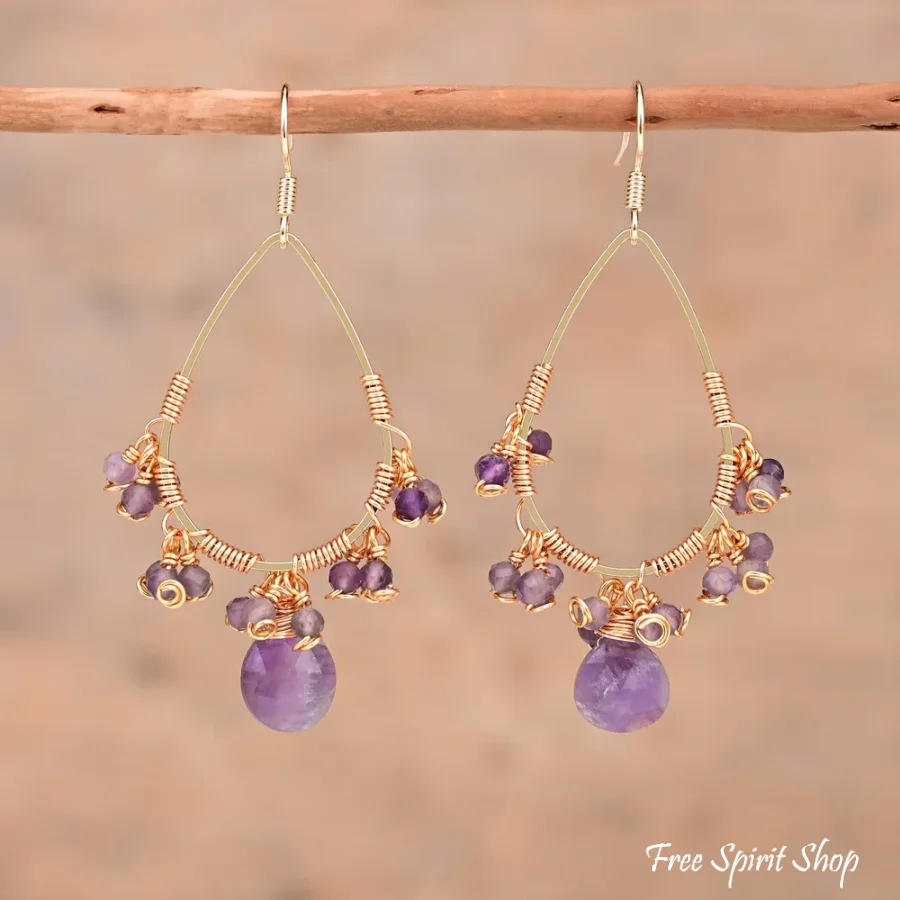 Natural Rose Quartz Crystal Bead Drop Earrings - Image 3