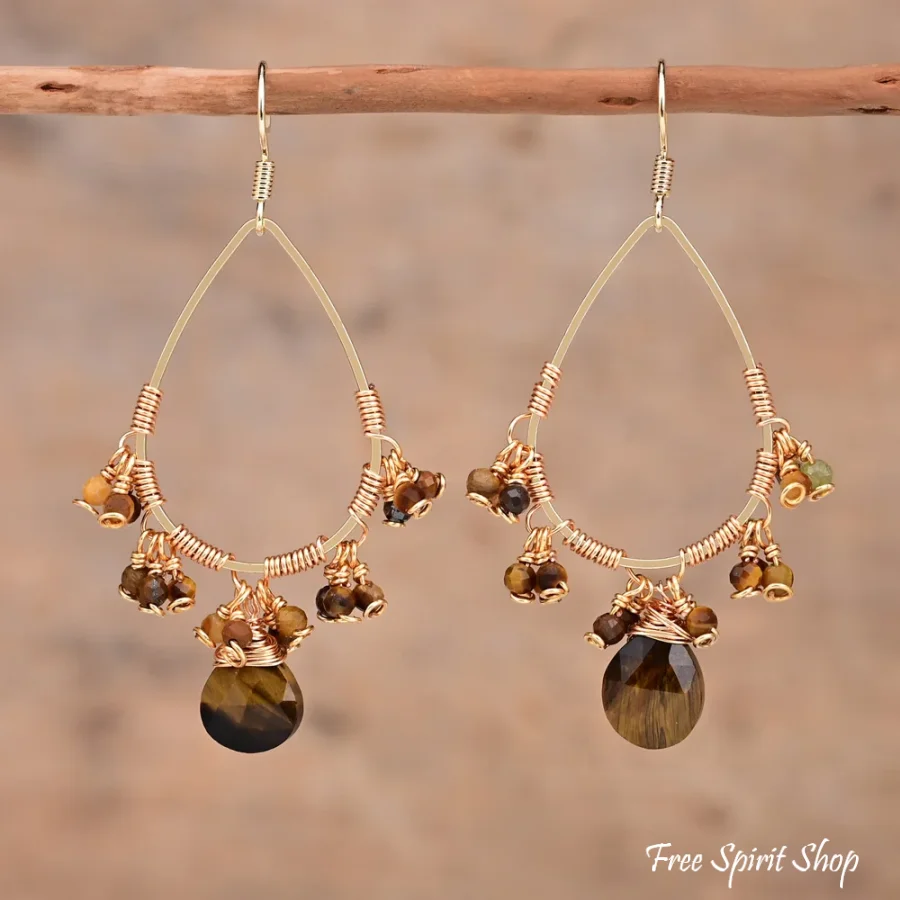Natural Rose Quartz Crystal Bead Drop Earrings - Image 4