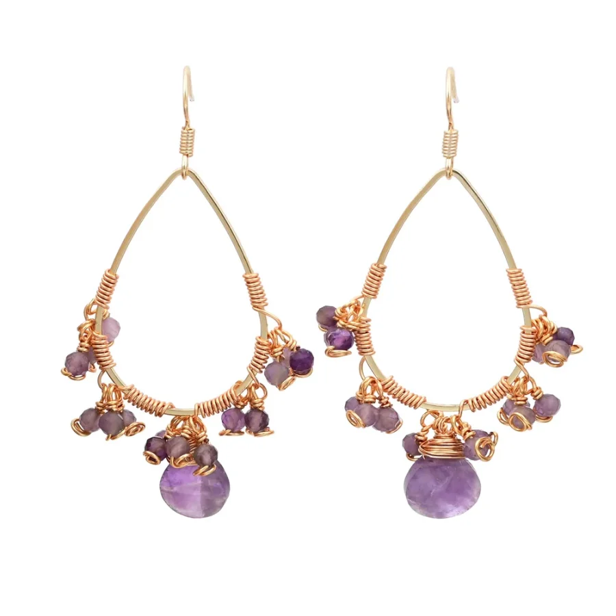 Natural Rose Quartz Crystal Bead Drop Earrings - Image 7