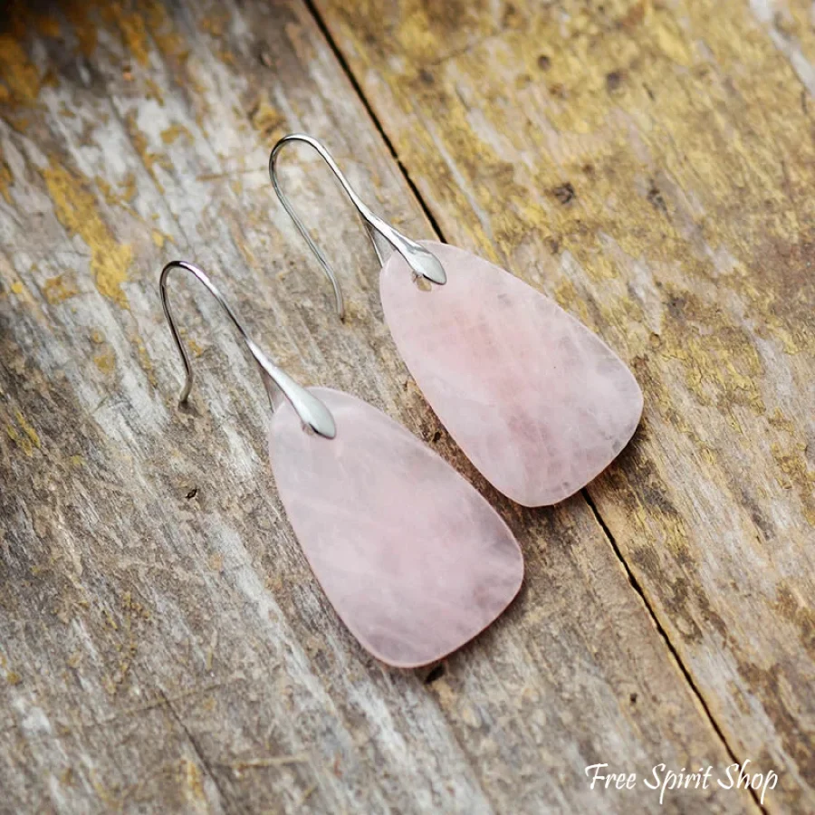 Natural Rose Quartz Crystal Earrings - Image 2