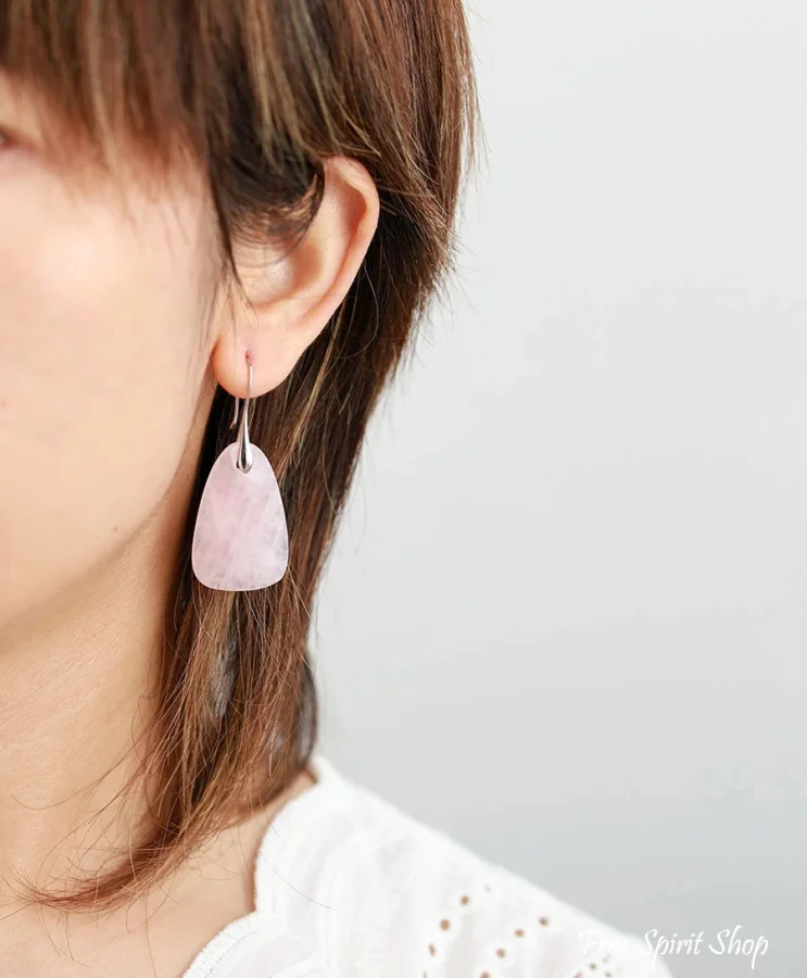 Natural Rose Quartz Crystal Earrings - Image 3