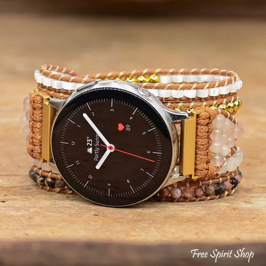 Natural Selenite Sunstone & Rhodonite Samsung / Garmin Watch Band - Image 4