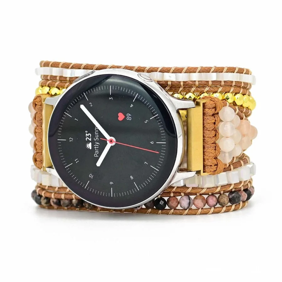 Natural Selenite Sunstone & Rhodonite Samsung / Garmin Watch Band - Image 5