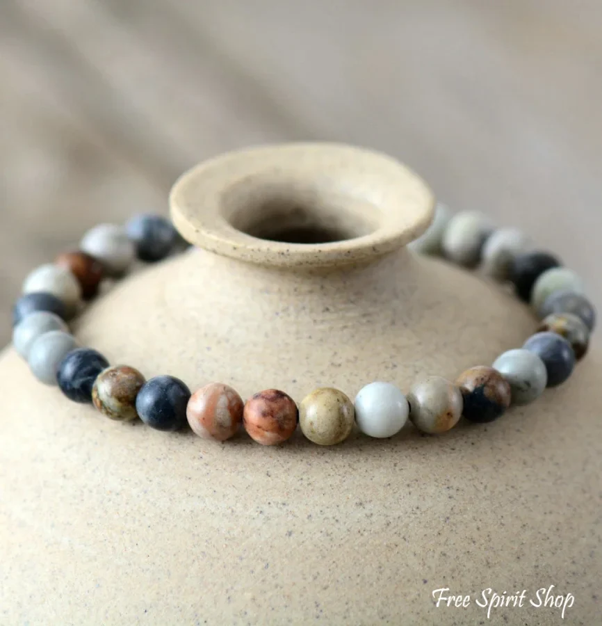 Natural Semi-Precious Healing Jasper Stone Bead Bracelet - Image 3
