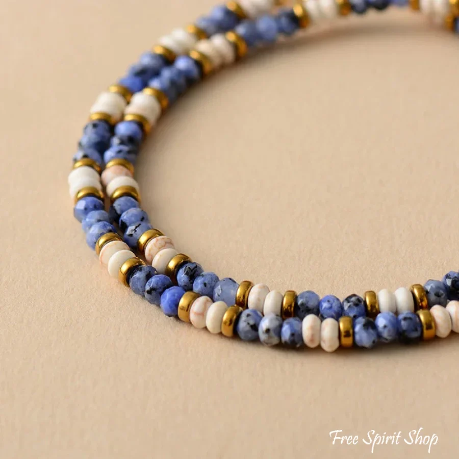 Natural Sodalite & Howlite Gemstone Bead Choker - Image 3