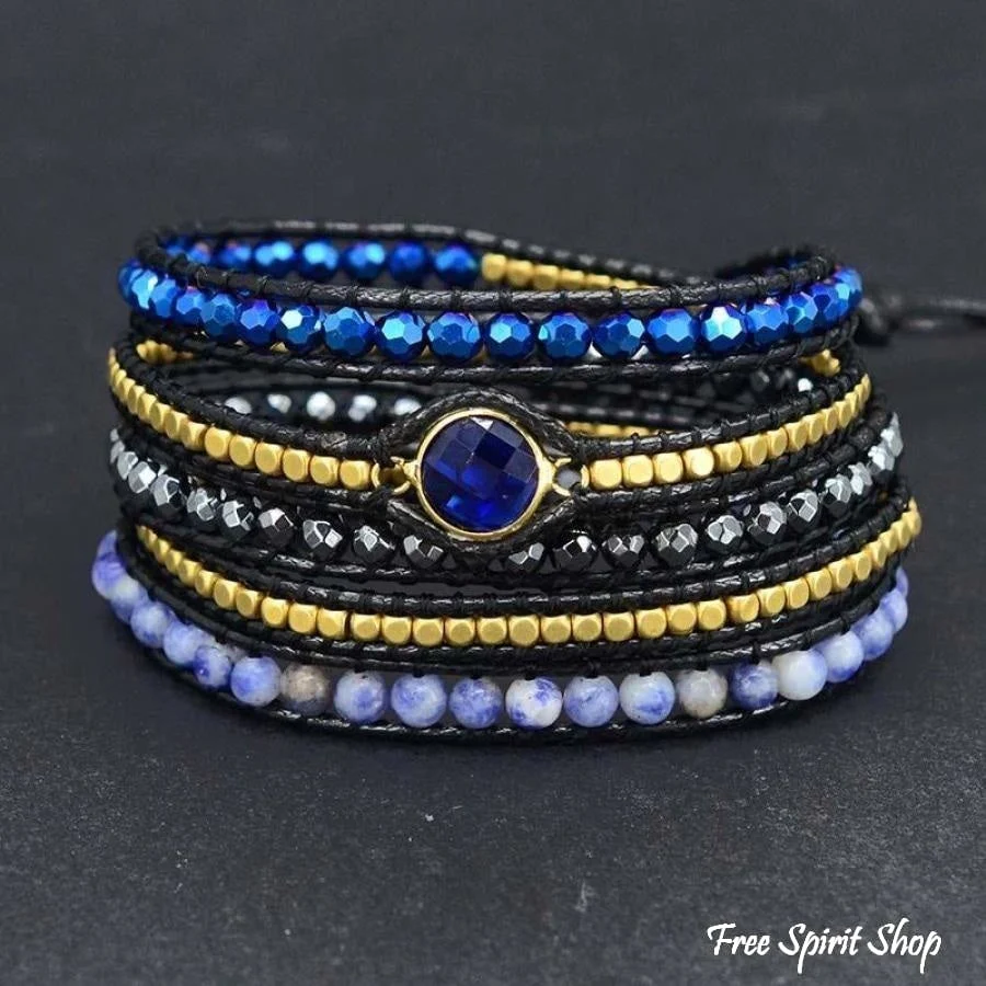 Natural Sodalite Magic Blue Wrap Bracelet - Image 5