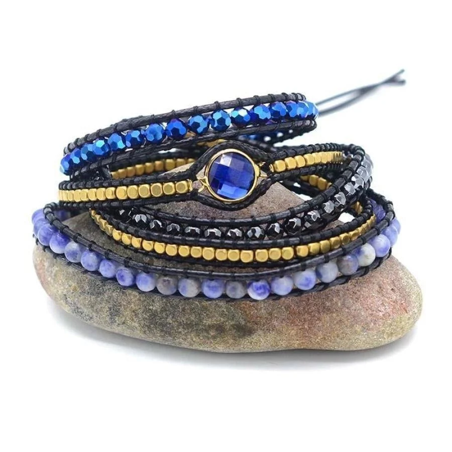 Natural Sodalite Magic Blue Wrap Bracelet - Image 6