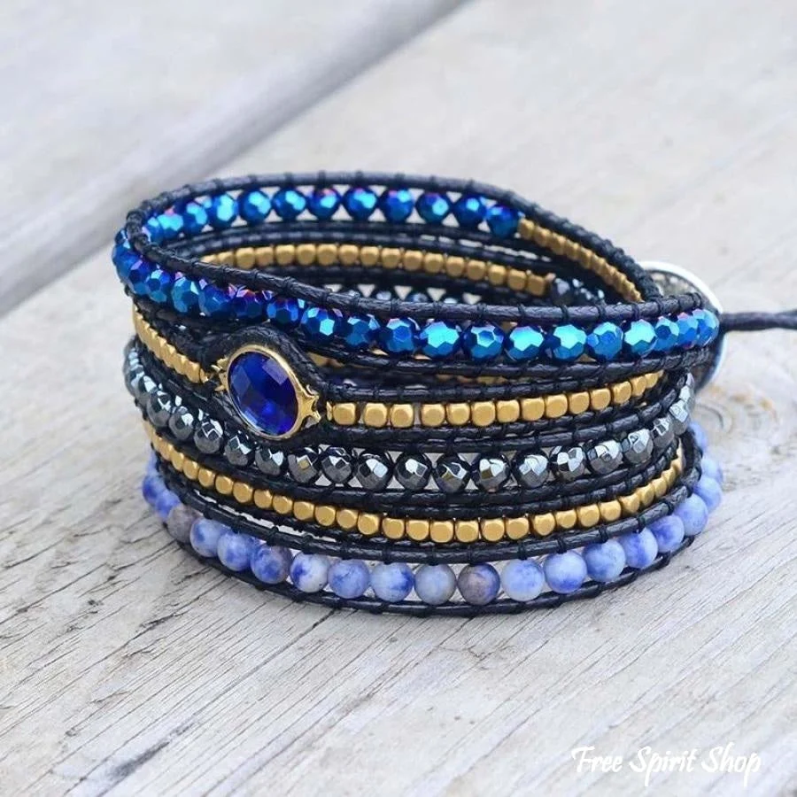 Natural Sodalite Magic Blue Wrap Bracelet - Image 7