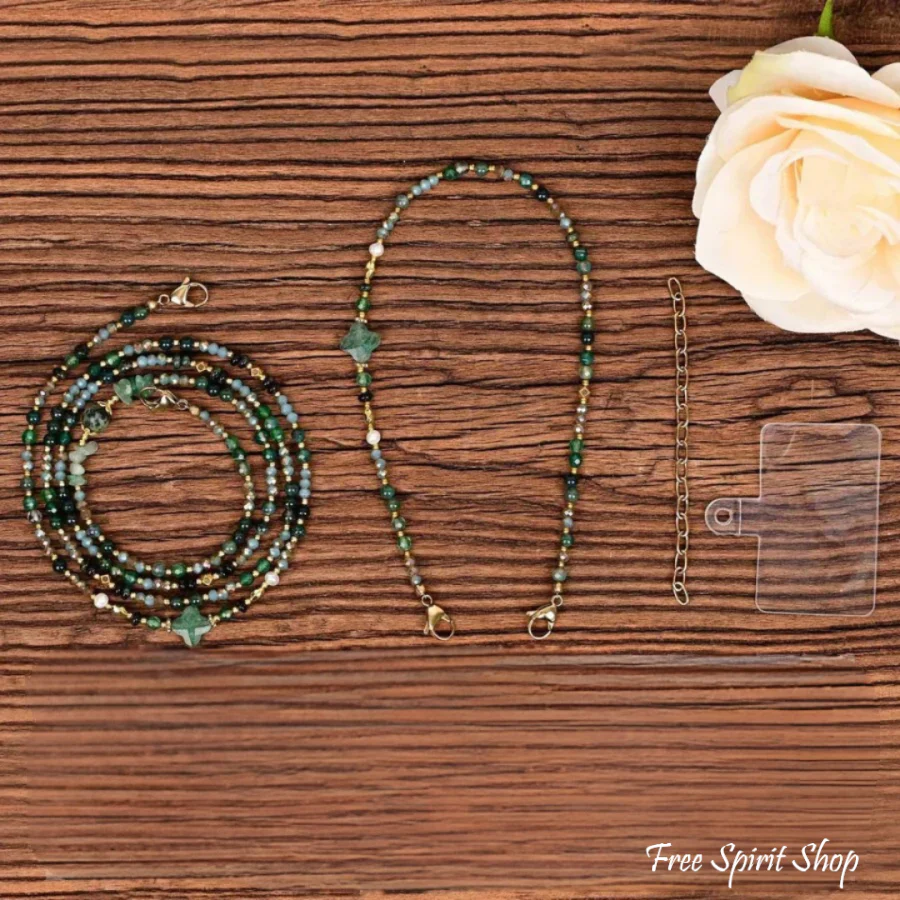 4-in-1 Natural Stone Emerald Forest Beaded Chain - Image 8