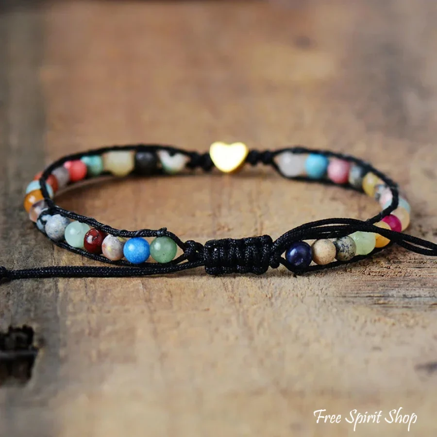 Natural Stone Mix & Heart Charm Bracelet - Image 3