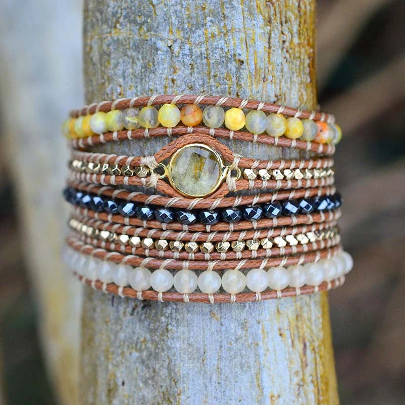 Natural Sunny Citrine Gemstone Wrap Bracelet - Image 3