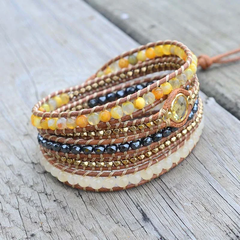 Natural Sunny Citrine Gemstone Wrap Bracelet - Image 4