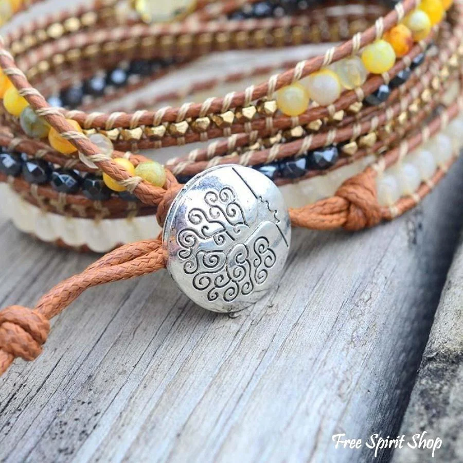 Natural Sunny Citrine Gemstone Wrap Bracelet - Image 5